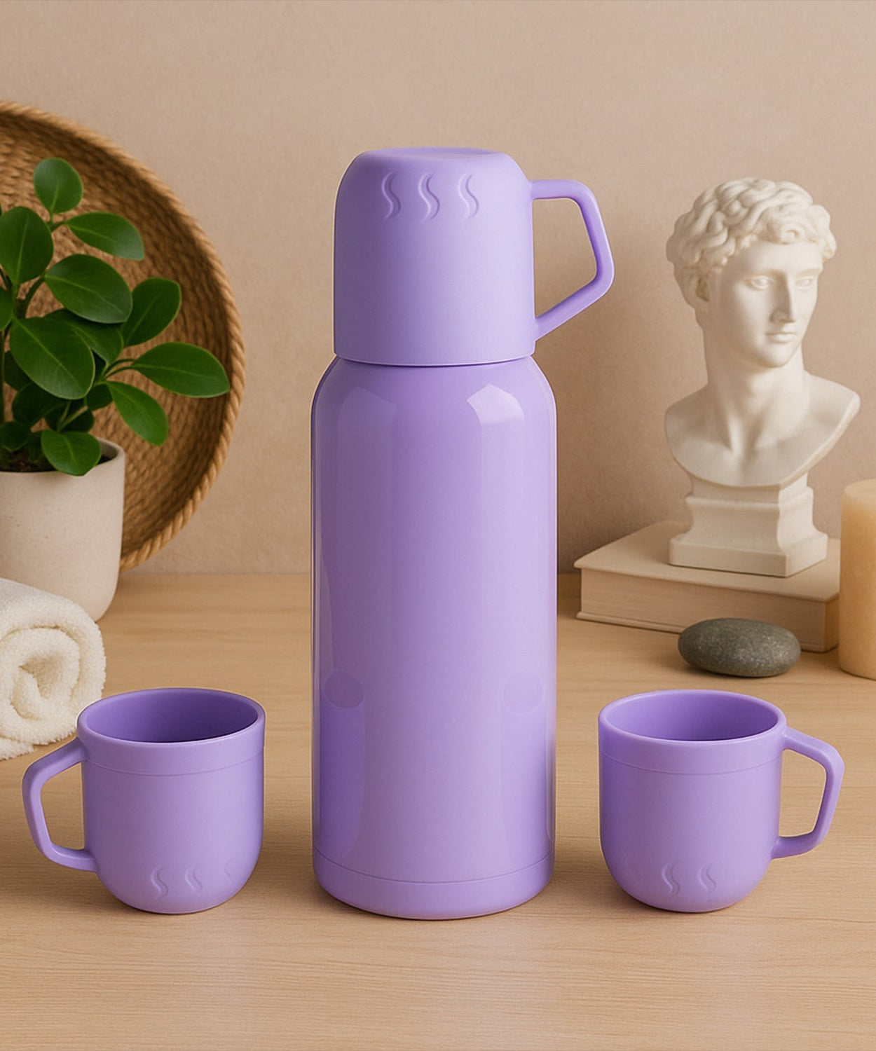 Elegant Purple Thermos Flask Set
