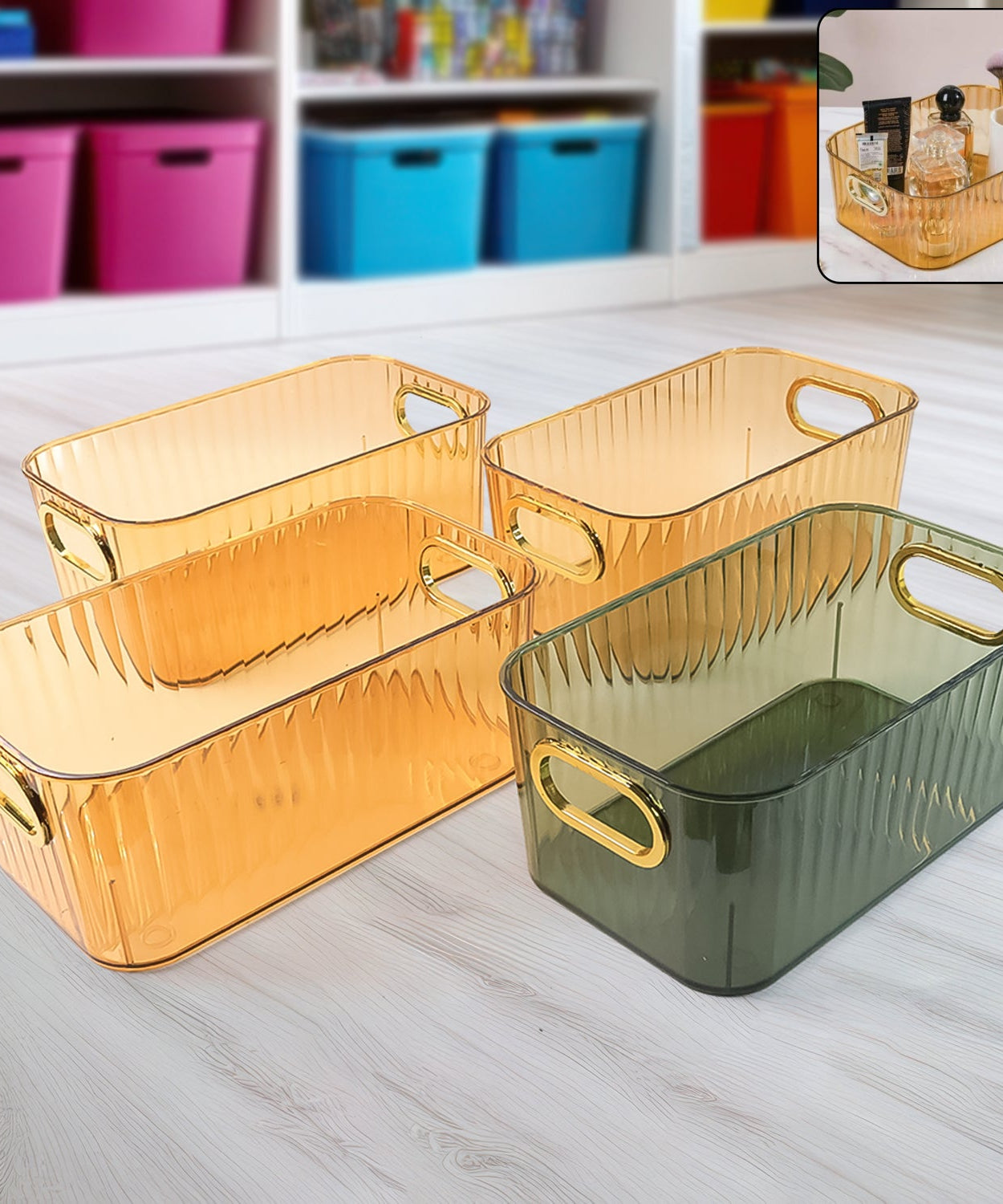 Premium Transparent Ribbed Storage Basket