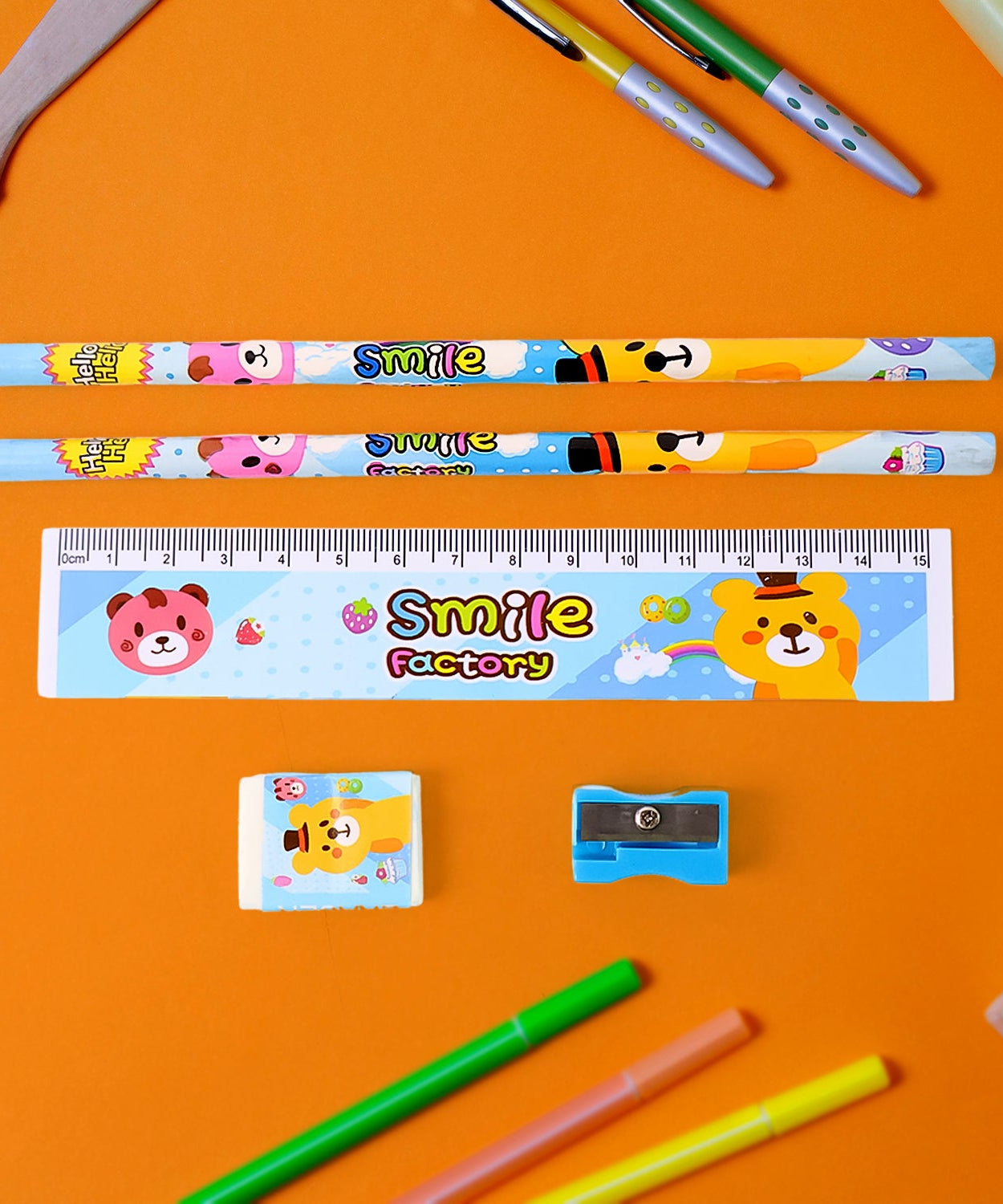 Wooden Pencil Set (5 Pc): School Supplies, Stationery Set for Kids