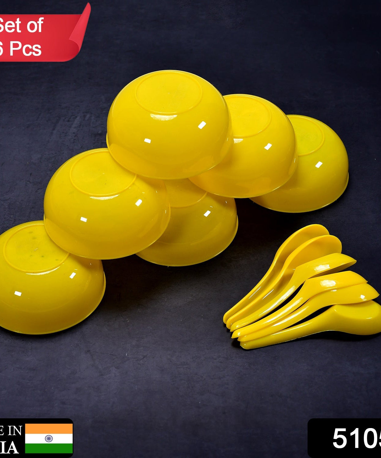 6-piece plastic soup bowl and spoon set, home kitchen