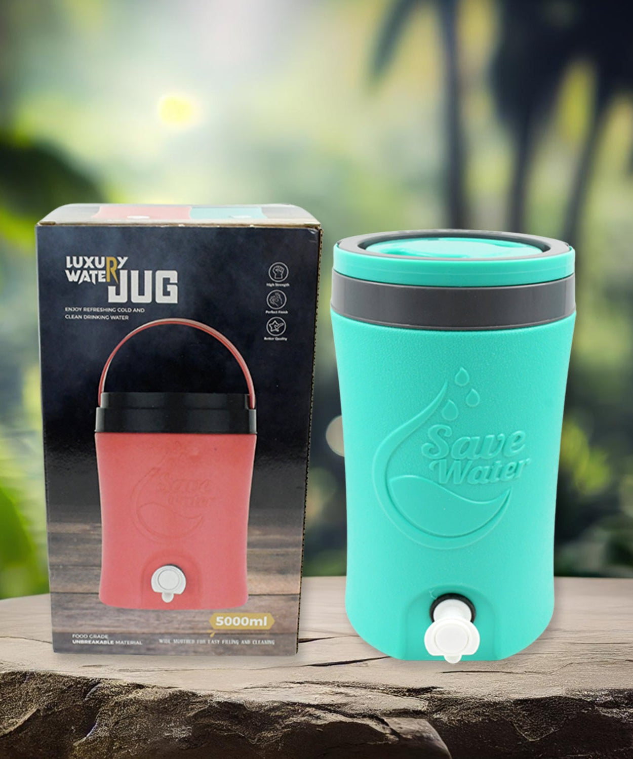 5-liter multicolored insulated water jug with handle