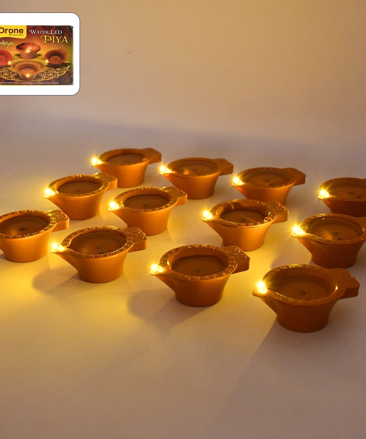 Flower Water Sensor Diyas for Diwali Decoration, Diwali (12 Pcs Set)