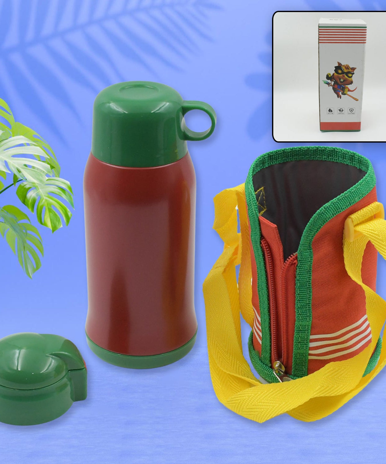 Premium Stainless Steel Insulated Sipper Bottle Print Water FlaskCartoon Vacuum Hot Cold For Kids / Travelling Water Bottle for Kids with  up Straw,  Double Wall Thermos with Straw & Bottle Zippe Cover For office/Gym/School (550 ML)