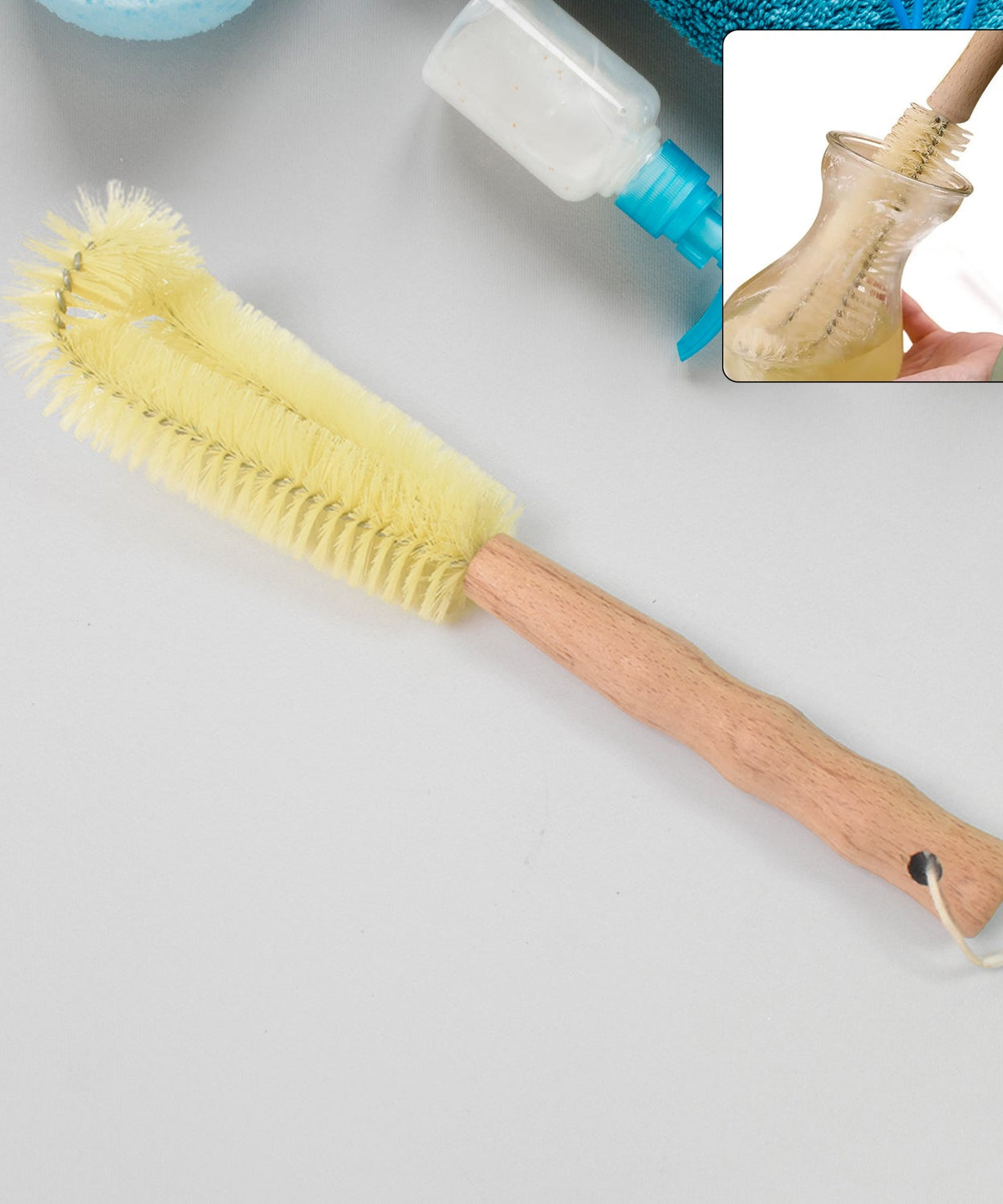 13 inch Bottle Brush, Bristle Brush with  Wood Handle, Washing Brush with Wooden Handle, Kitchen Cleaning Tool, Brushes for Dish, Tumbler, Teapot, Cup, Pan