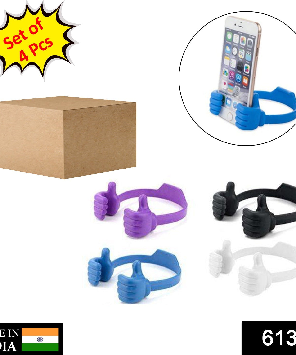 4-piece mobile holder stand with a hand shape design for home and office use.