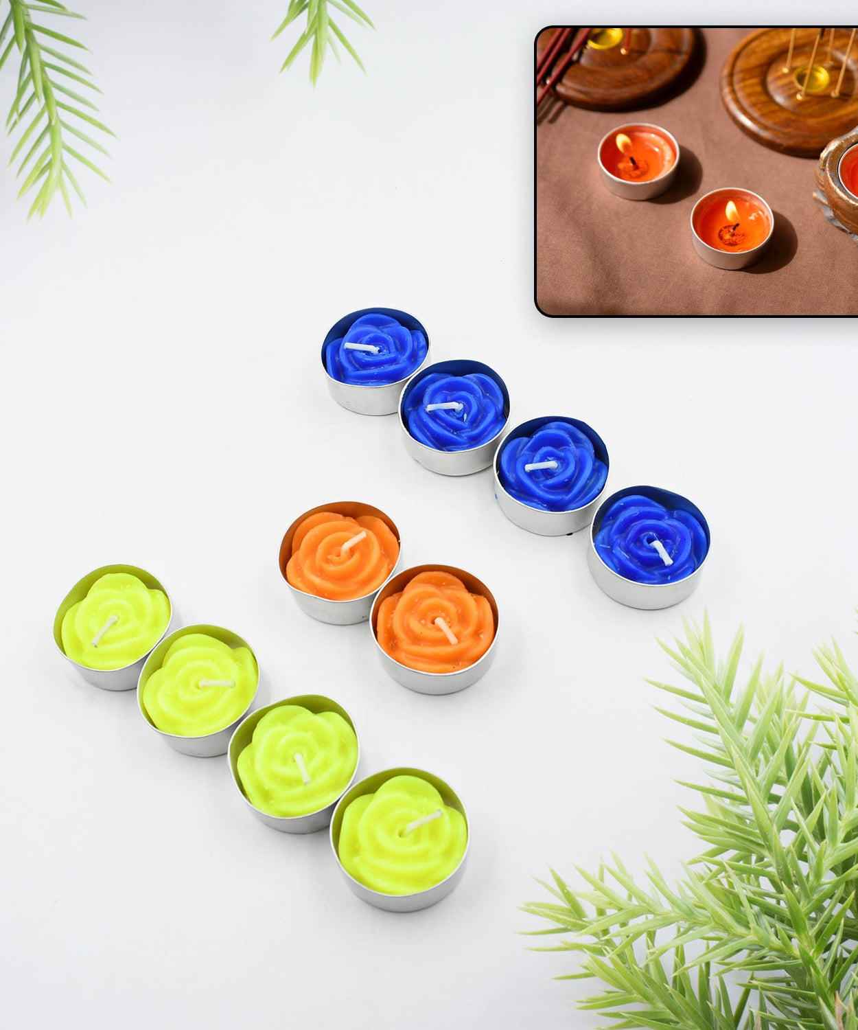 Rose flower tealight candles in pack of 10