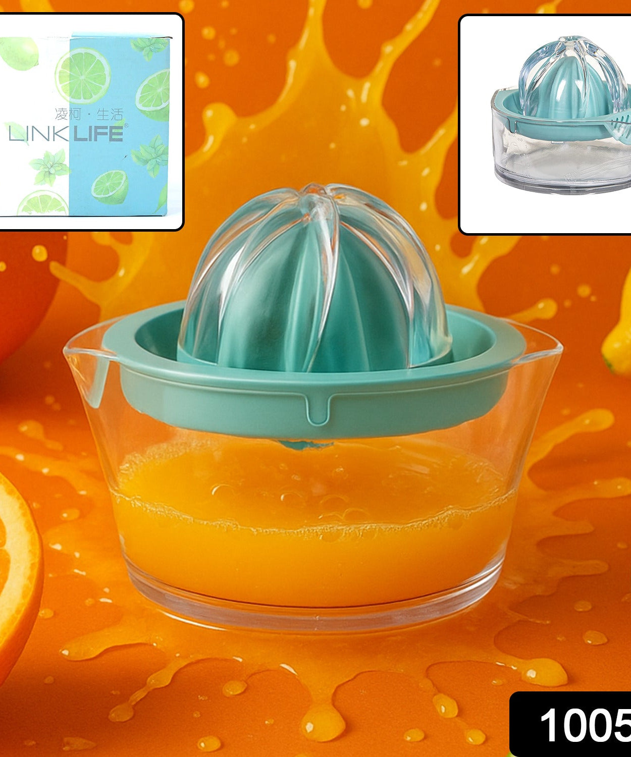 Manual Drink Orange Lemon Citrus Lime Fruit Juice Juicer Squeezer, BPA Free, Press & Pourer With Lid Plastic Manual (1 Pc)