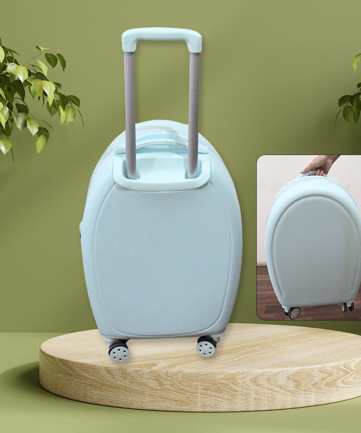 17849 Suitcase For Kids, Girls Green Small Cabin Hard Cover Holiday Carry On Trolley with Extendable Handle, Children's Luggage, Trolley Rolling Luggage for Toddlers Men Woman (Mix Color)