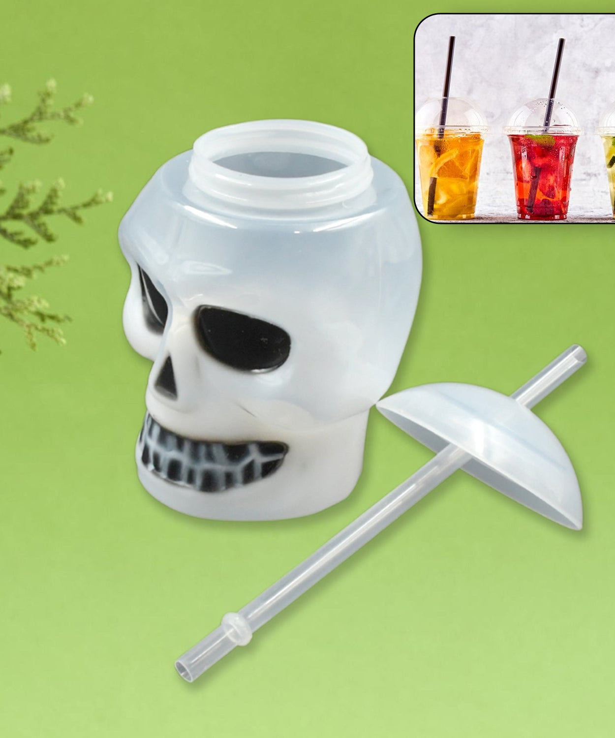 Ghost Face Bottle Water Bottle, Drinking Cup with Lid and Straw, Party Favors Summer Hawaiian and Beach Party Decorations for Kids Adults With Brown Box(1 Pc)