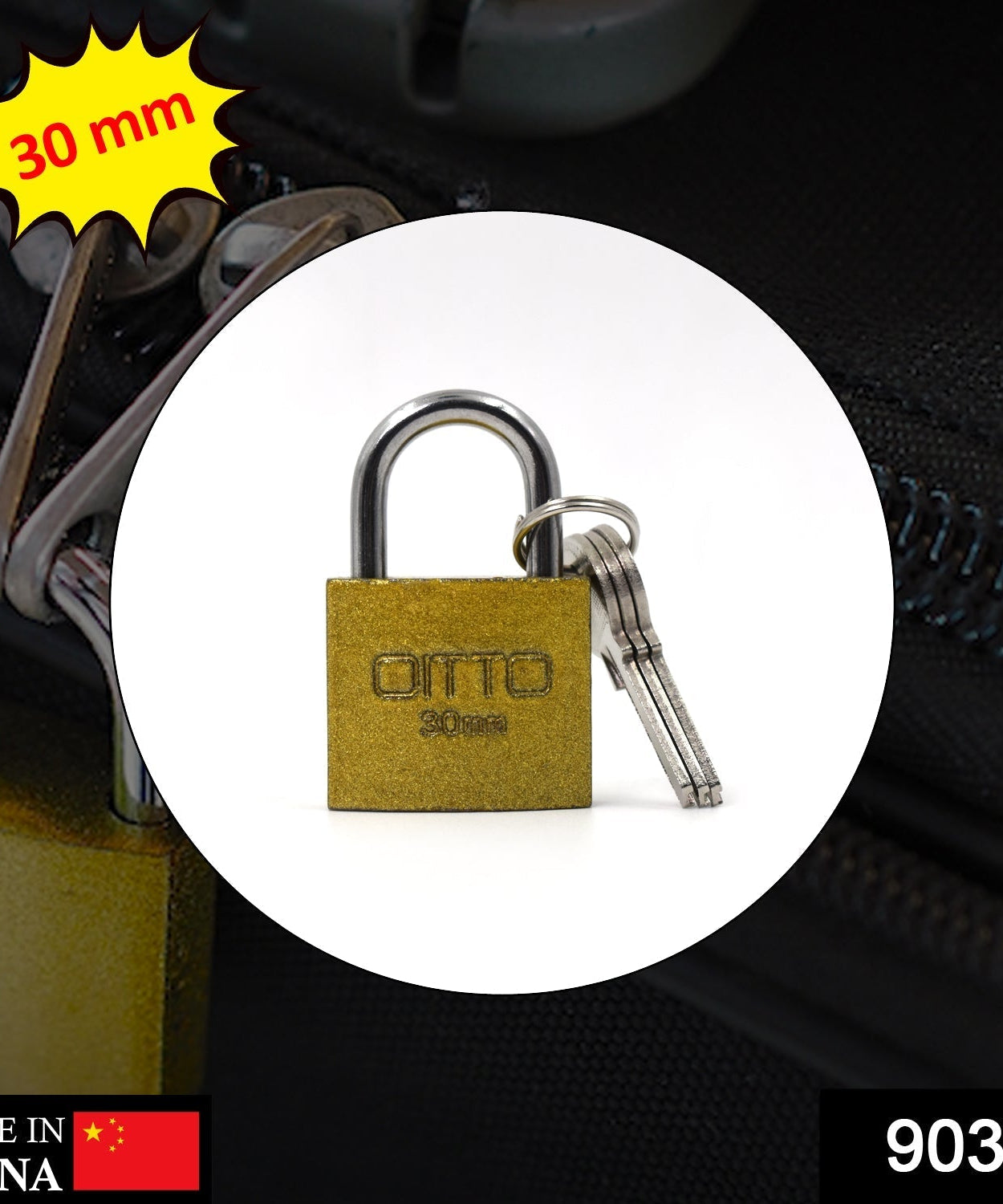 Lock and key set with 30 mm size, ideal for securing important places