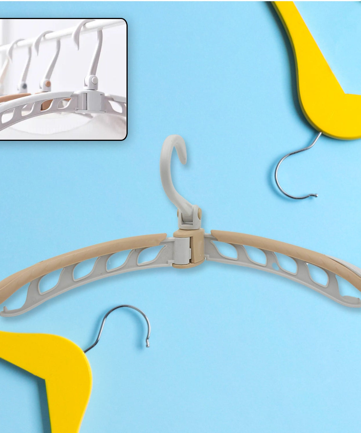 Portable folding clothes hanger, 360° rotation, adjustable