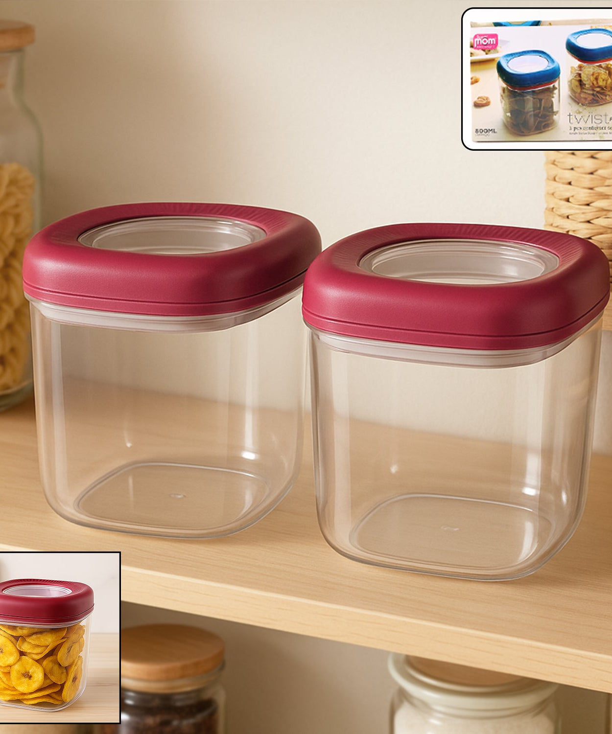 Transparent Twist Lock Kitchen Storage Container Set 