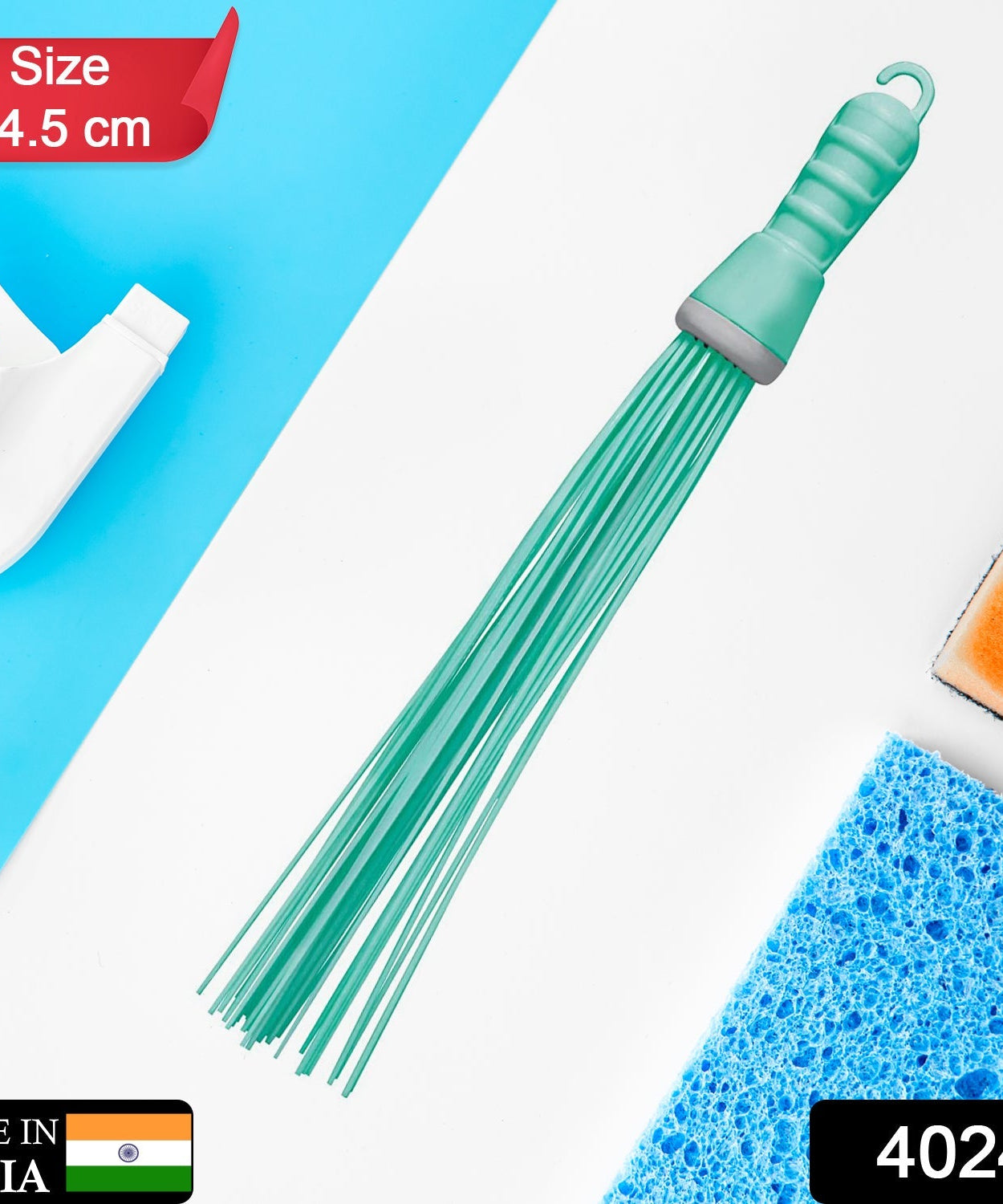Plastic broom with hard bristles, ideal for floor scrubbing