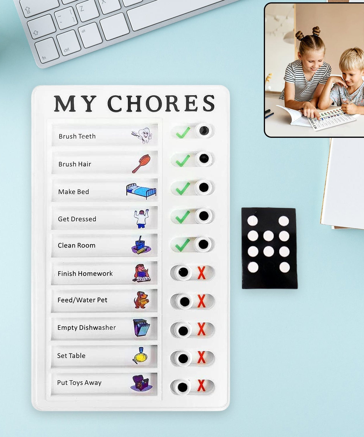 Portable My Chores Home Note Board Management Planning Memo Boards Reminding Time. (Size :- 20x12Cm)