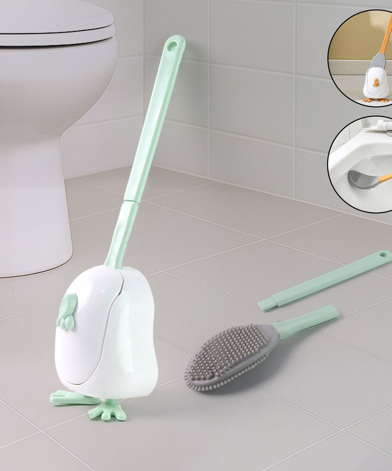 Flexible Silicone Toilet Cleaning Brush Set