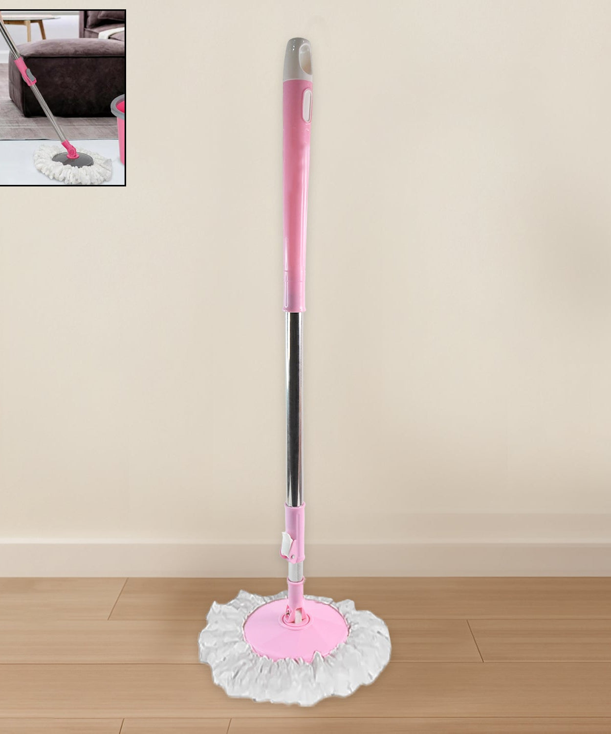 Home Cleaning Stainless Steel 360° Rotating Pole - Microfiber Mop with Adjustable Rod Stick Mix Color)