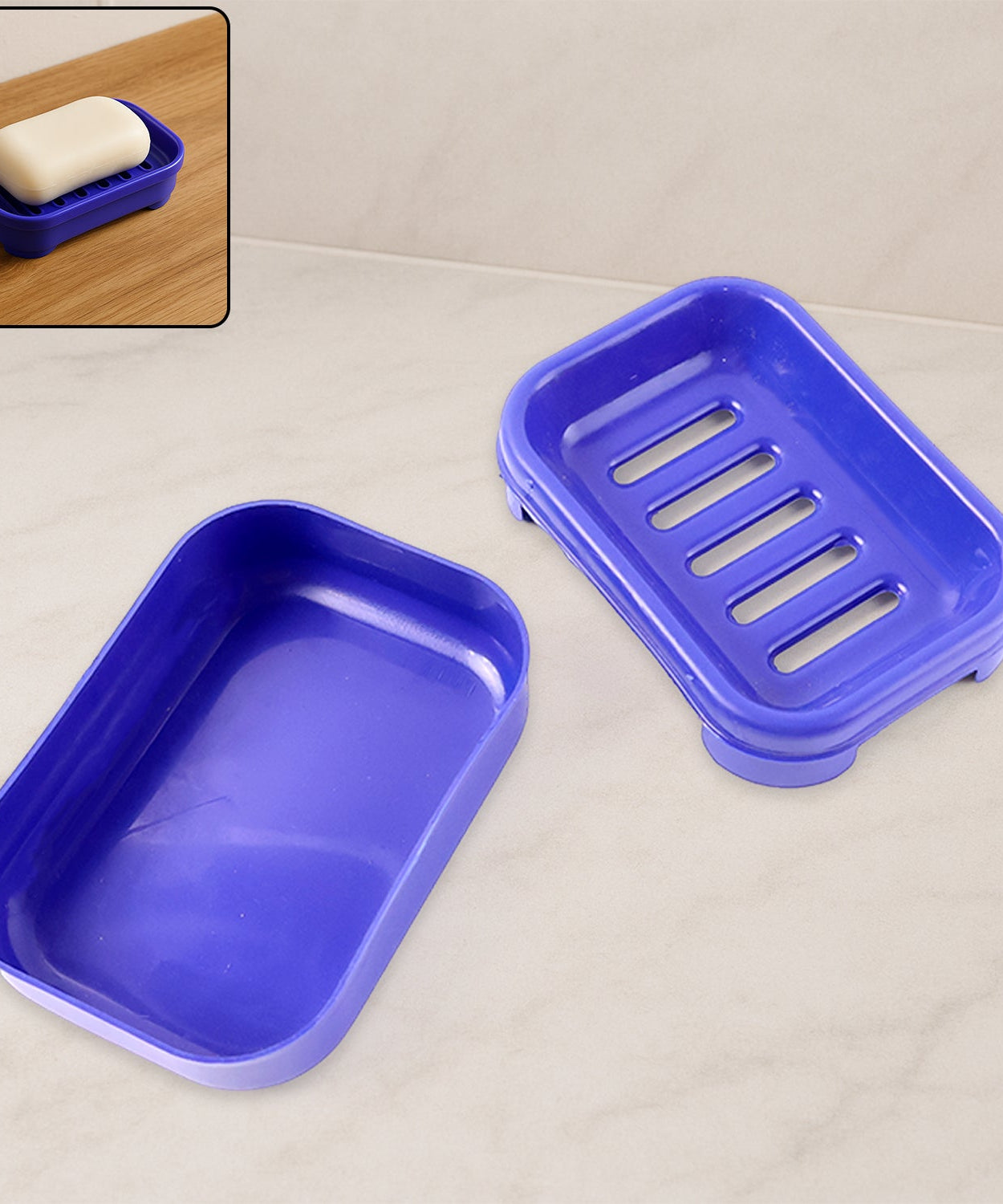 Premium Quality Rectangular Blue Plastic Soap Case