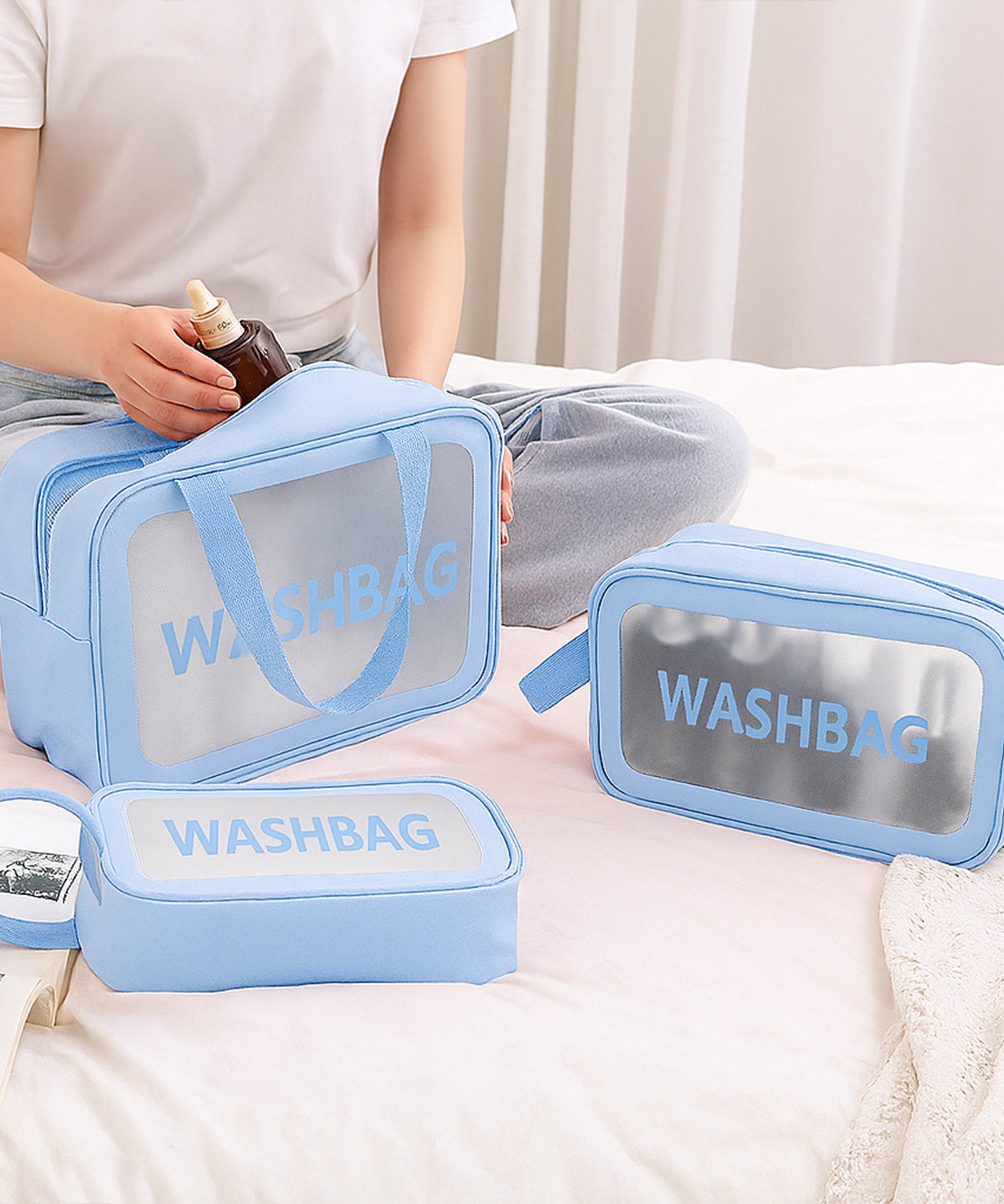 3-IN-1 Waterproof Transparent Travel Toiletry Bag Set