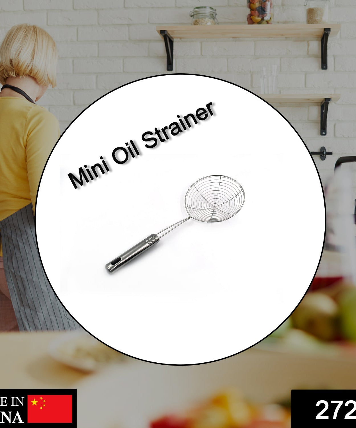 Compact oil strainer for small batches of fried food