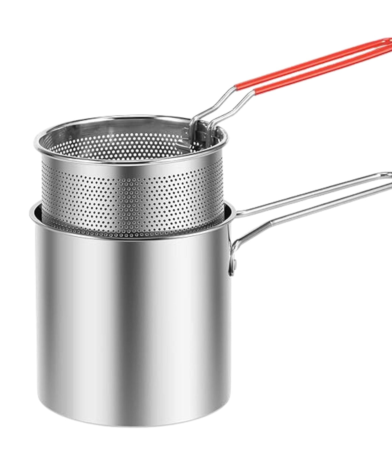 Small Deep Frying Pot With Strainer Basket (2 Pc Set / 1200 ML))