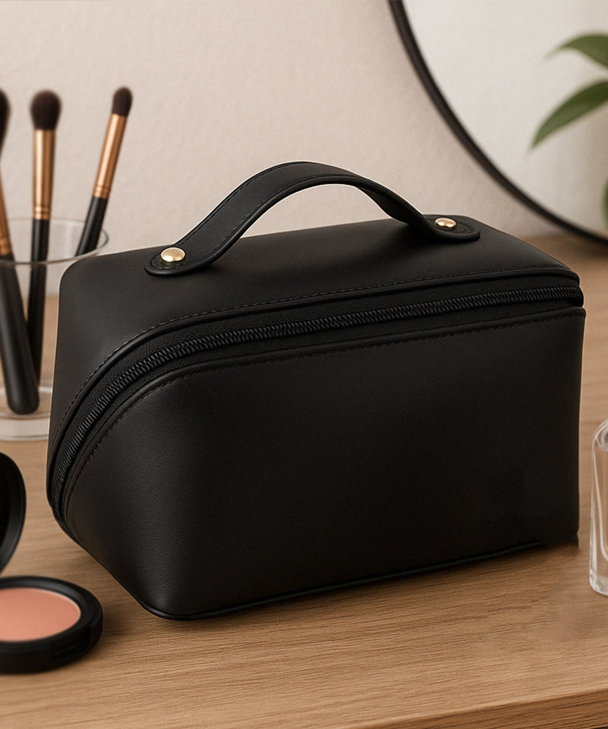 Premium Travel Makeup & Toiletry Organizer Pouch with Zipper & Handle (1 Pc / Mix Color)