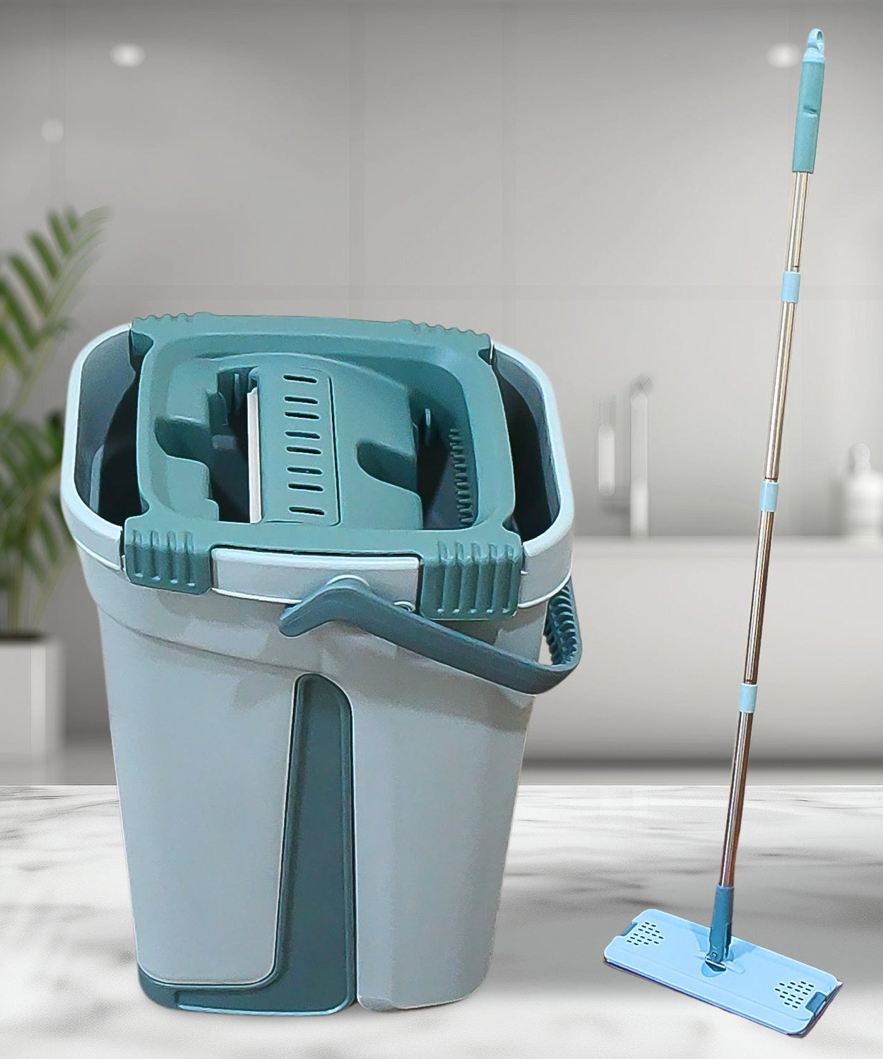 Scratch Cleaning Mop with 2 in 1 Self Clean Wash Dry Hands Free Flat Mop