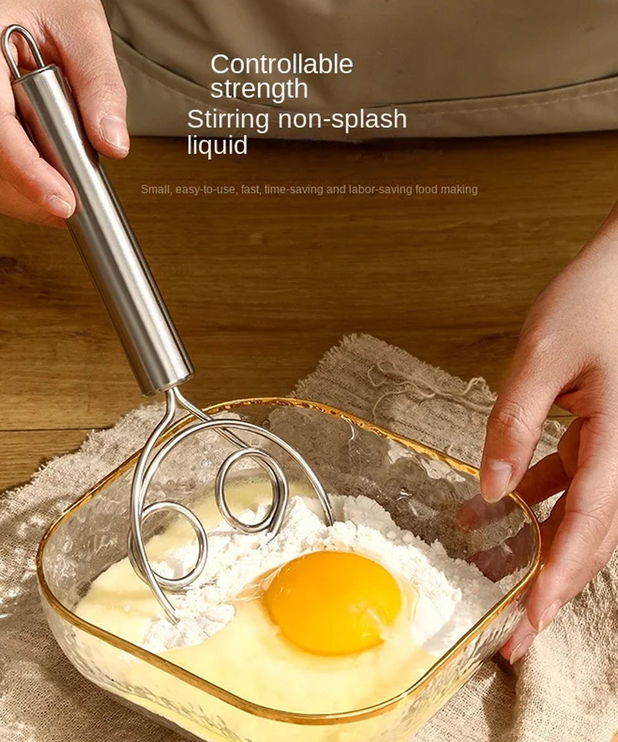 Dough Whisk, Premium Stainless Steel Dutch Whisk, Dough Hand Mixer Artisan Blender For Egg, Bread, Cake, Pastry, Pizza Dough - Perfect Baking Tools, Whisking, Tirring Kitchen Tools (1 Pc)