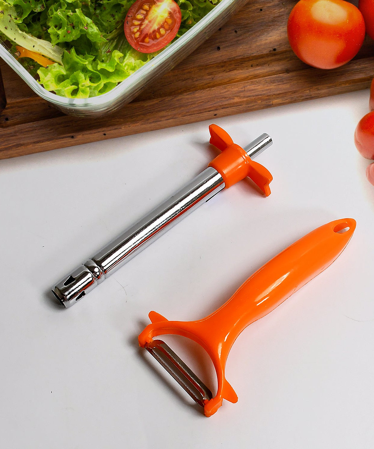 2 in 1 Kitchen Combo Lighter, Stainless Steel Durable Gas Lighter with Vegetable Cutter Peeler, For Kitchen Steel Gas Lighter (2 Pc Set)