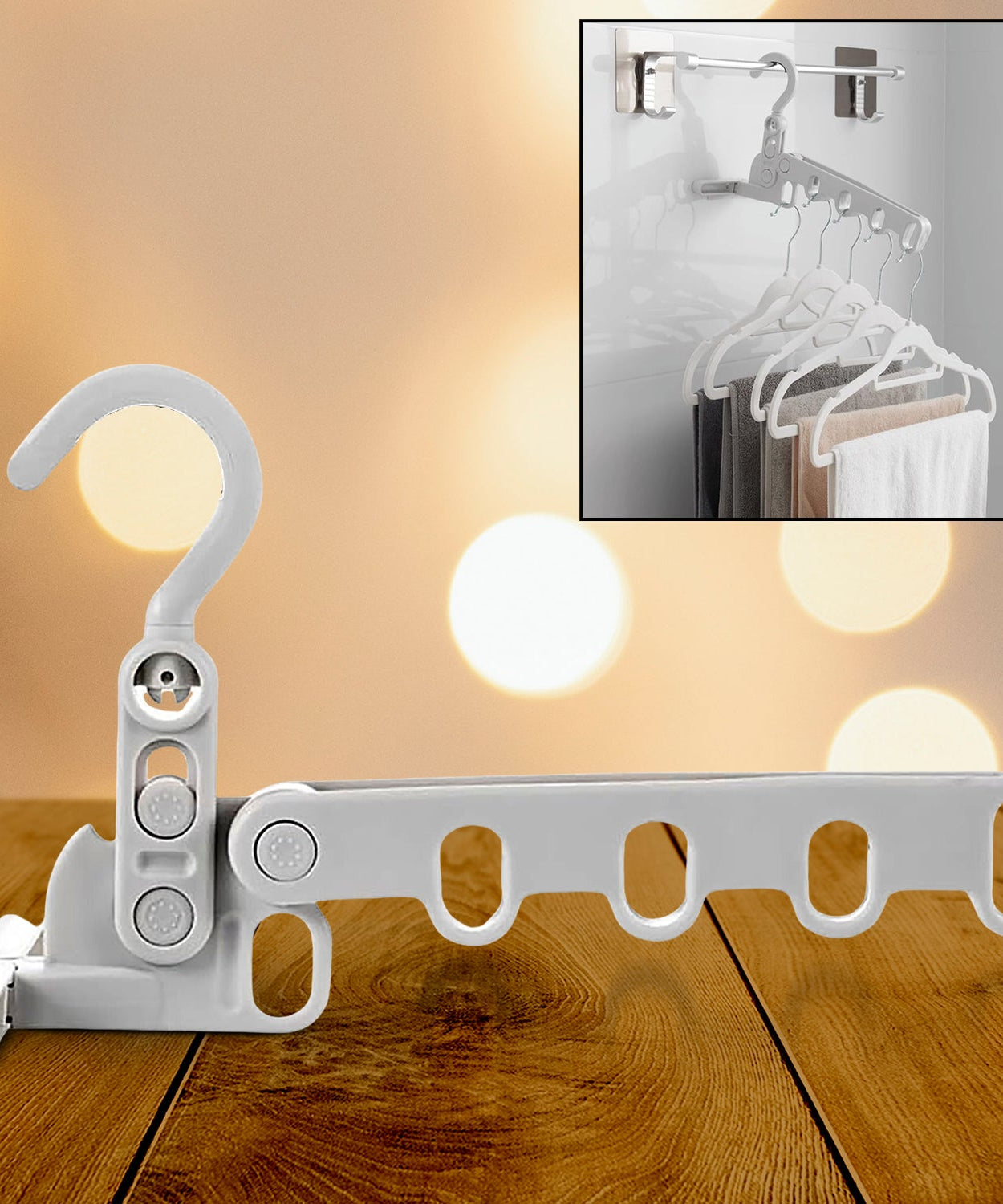 5-Hole Foldable Clothes Hanger – Robust, Space-Saving Travel Rack