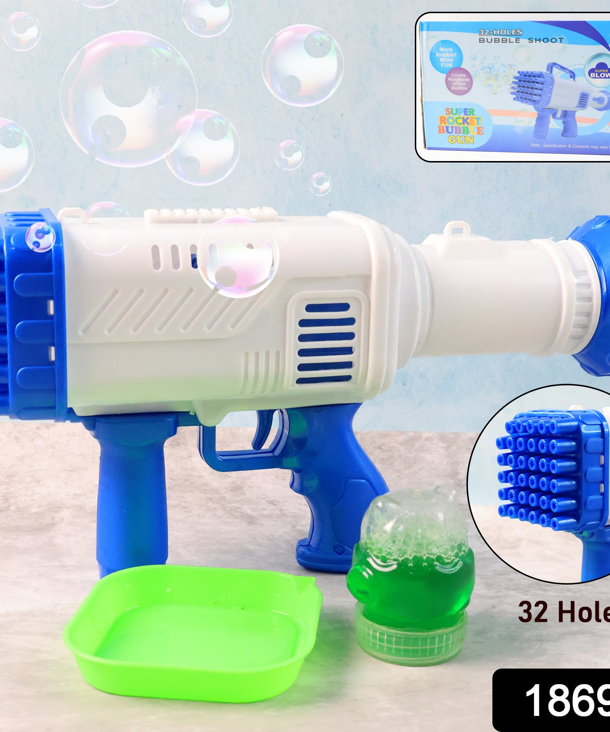 32 Holes Big Rechargeable Powerful Machine Bubble Gun Toys (1 Set)