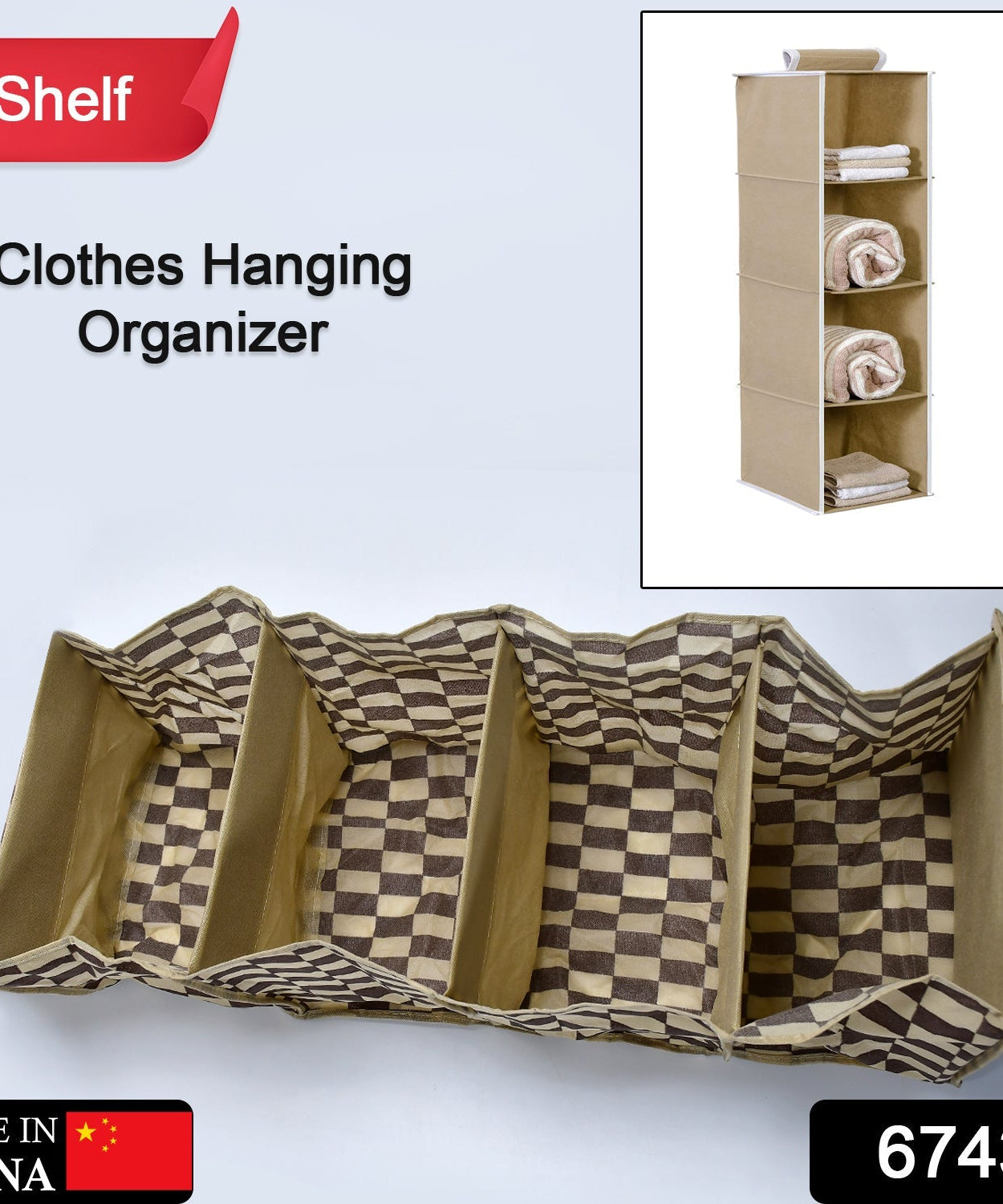 Fabric closet organizer with 4 shelves, hanging style