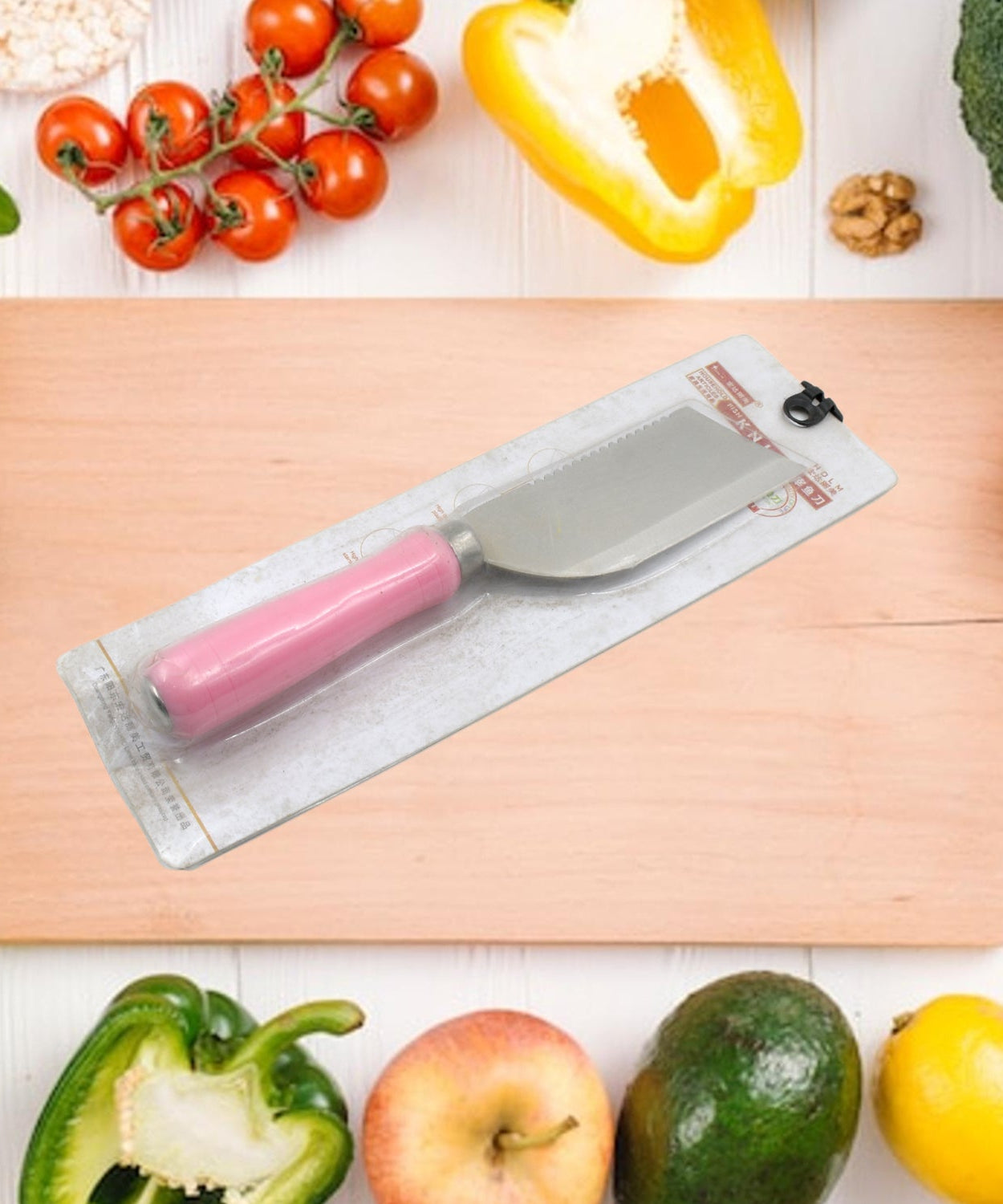 Stainless steel kitchen knife with non-slip handle