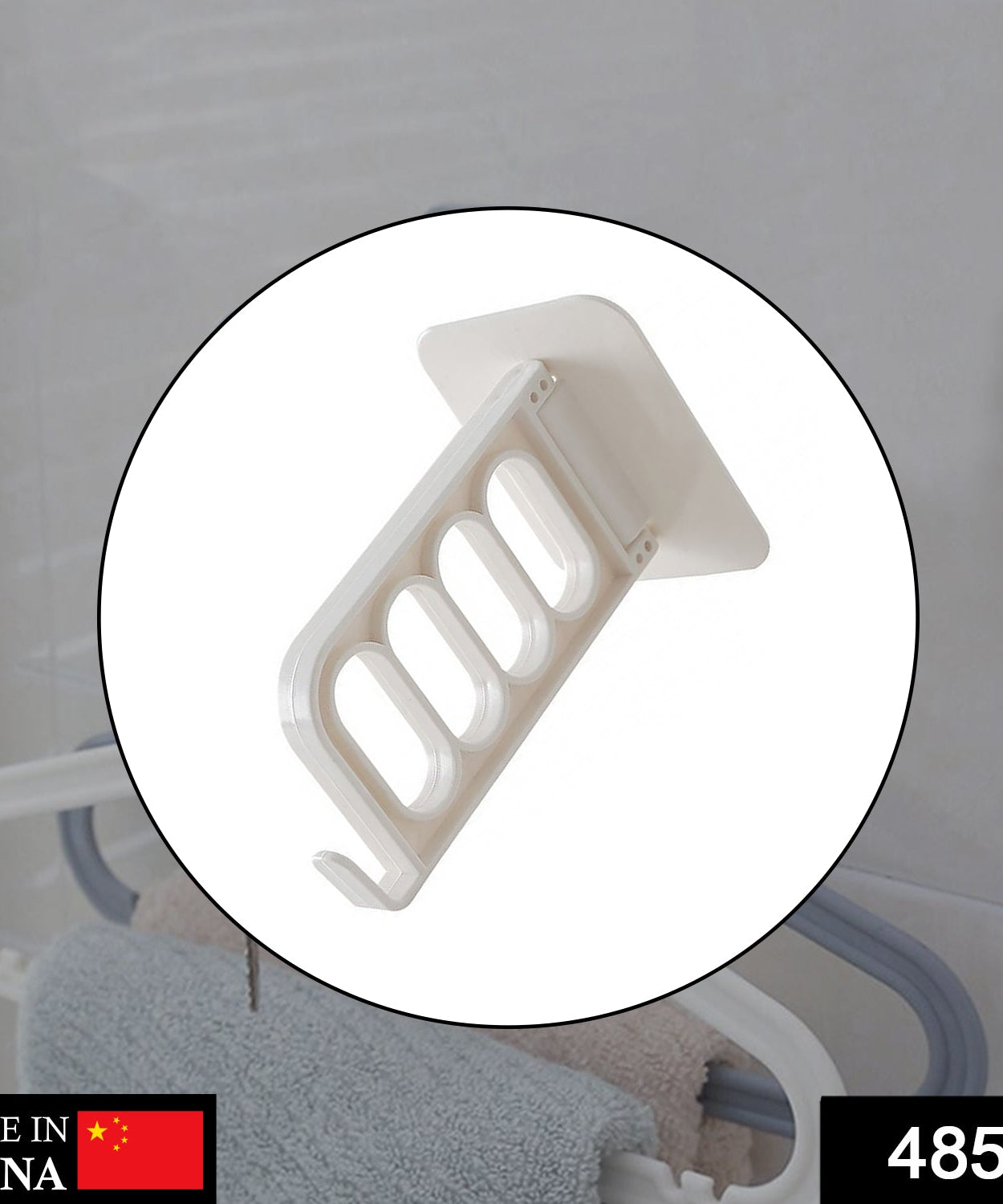 Door hook designed for bathroom, kitchen, bedroom, or cubicle use.