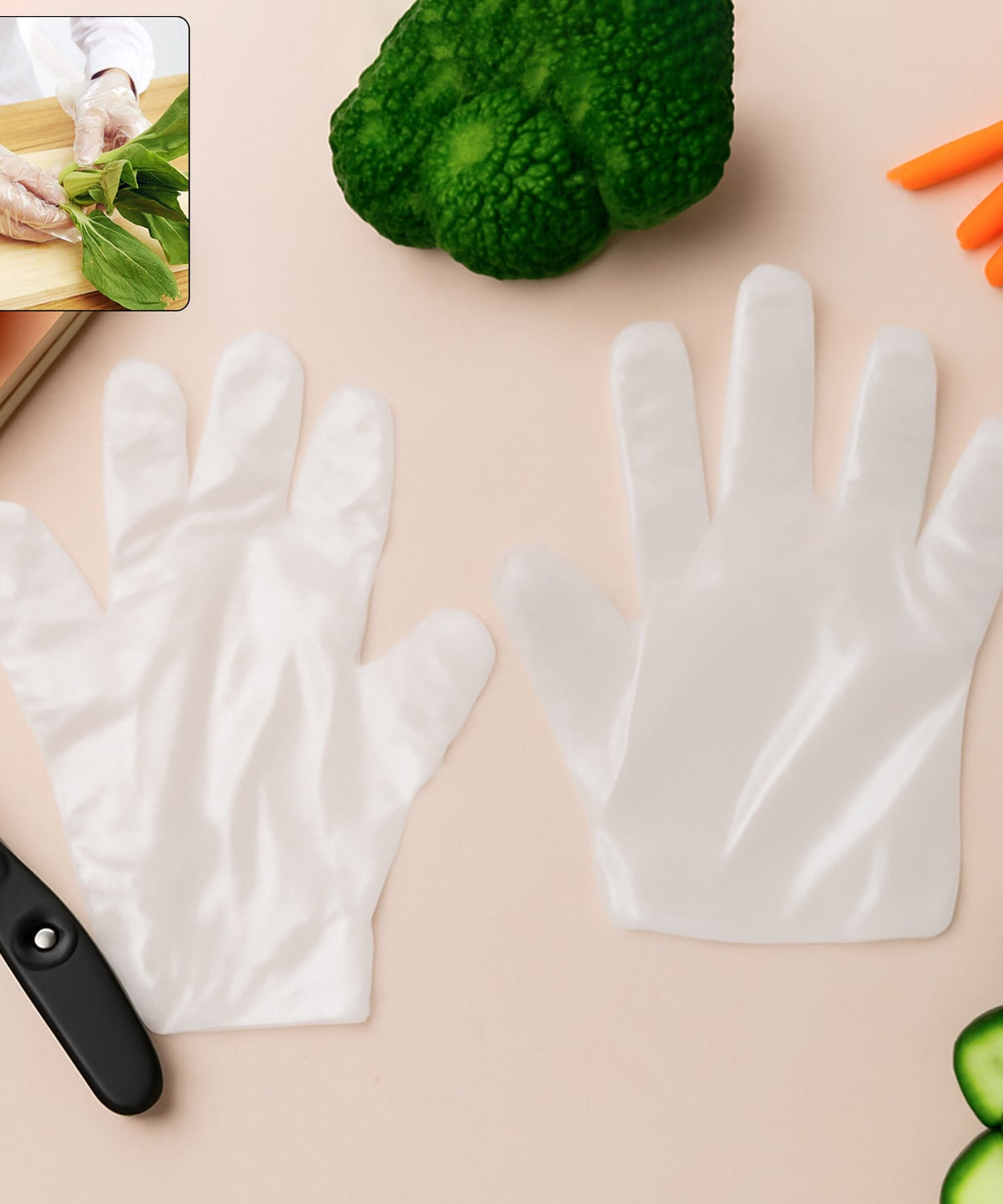 Eco-Friendly Kitchen Hand Gloves, Disposal hand gloves, Free size (100 Pc)
