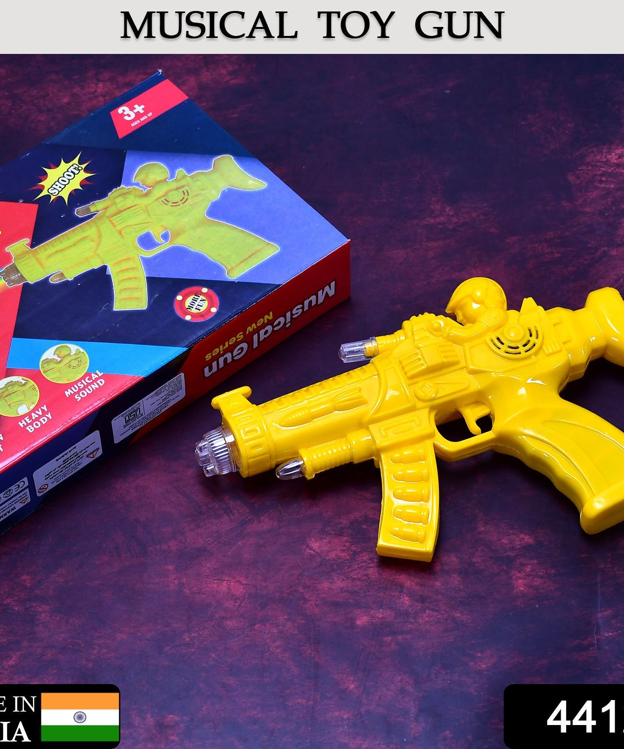 Musical gear gun with rainbow light, clear design