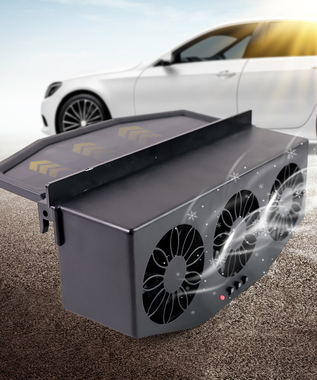 Triple Fan Solar Powered Car Exhaust Ventilation System with USB Charging