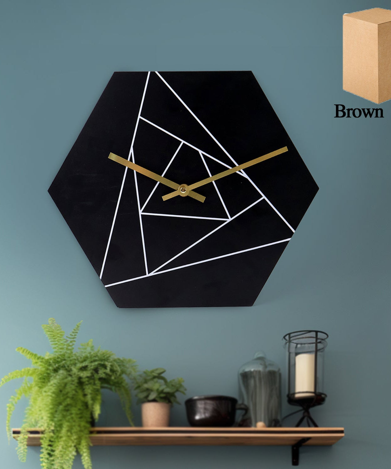 Modern Geometric Hexagon Wall Clock 