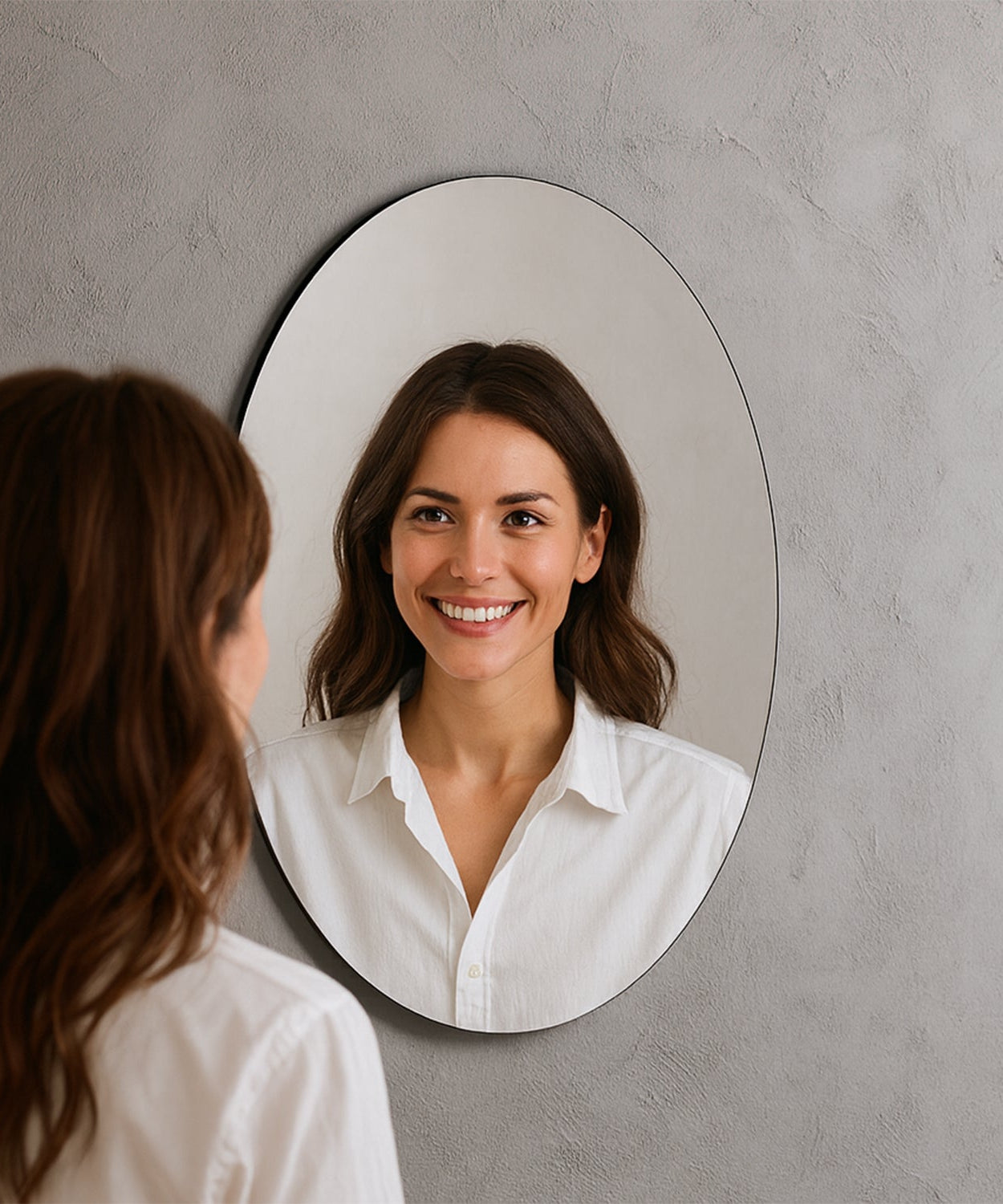 Elegant Oval Frameless Wall Mirror for Home & Office Decor (6 Pc)