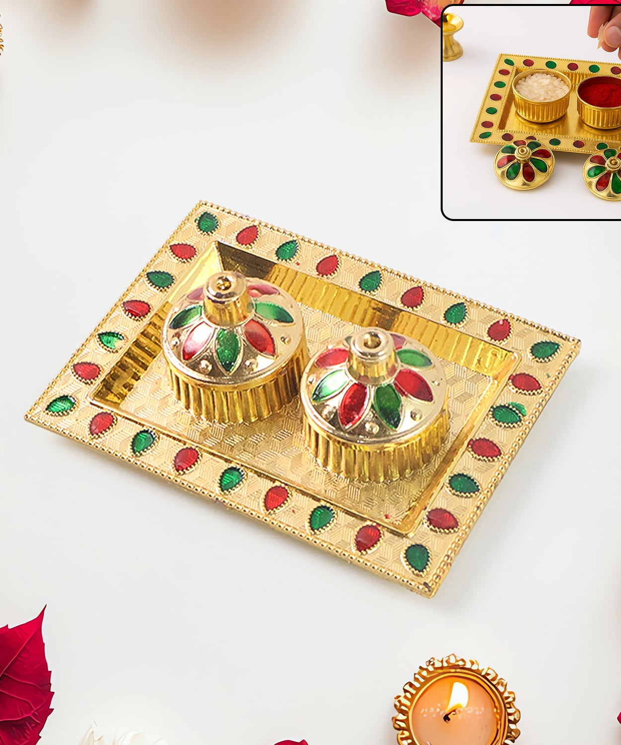 Rakasha Bandhan Special Puja Thali, Kumkum Thali Holder, Pooja Return Gift, Indian Housewarming Gifts, Brother / Bhai / Bhabhi / Sister / Family   for Rakshabandhan, Diwali