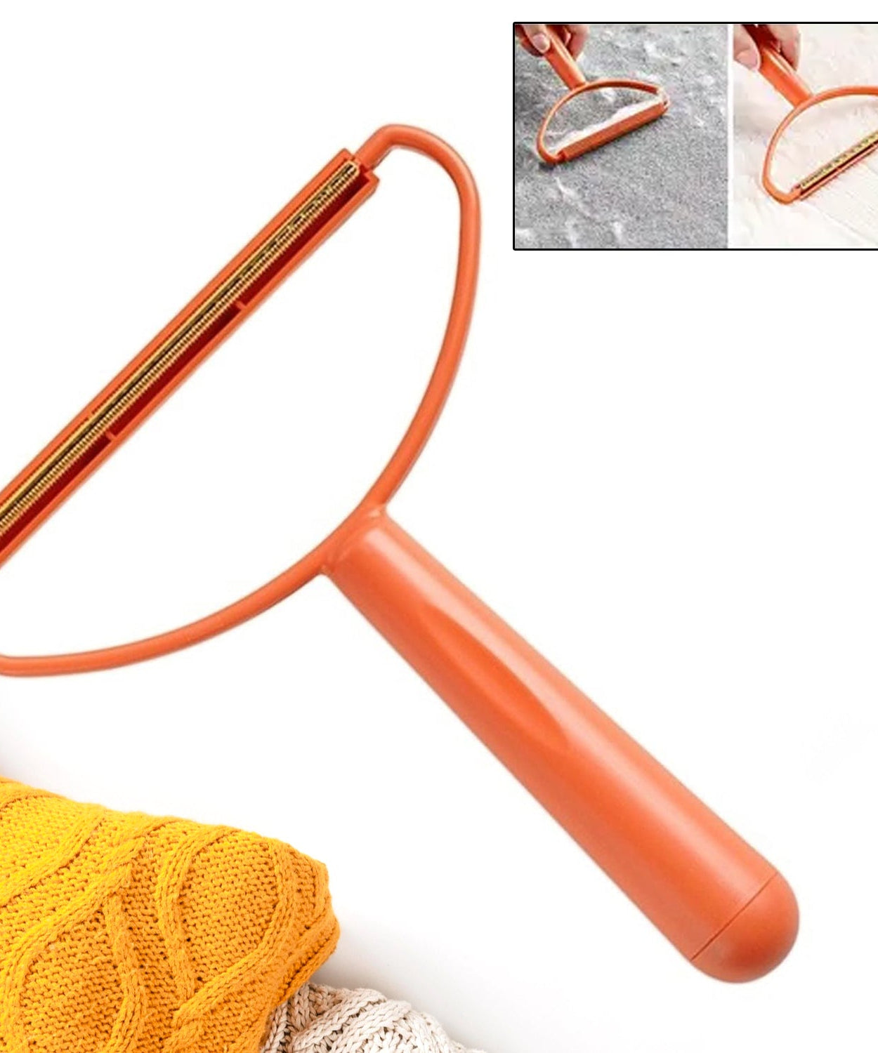2-in-1 Portable Lint Remover – Long-Handle Brush & Sticky Roller for Clothes, Furniture & Carpets (1 Pc)