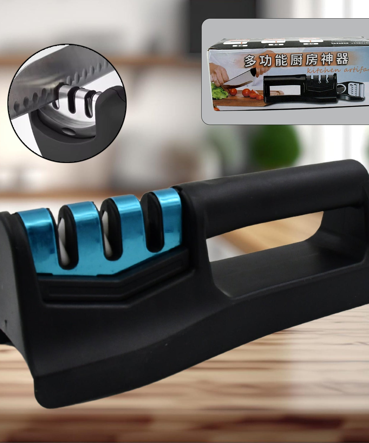 Kitchen Knife Sharpener – Handheld for Chefs & Serrated Knives (1 Pc, Chopper Not Included)
