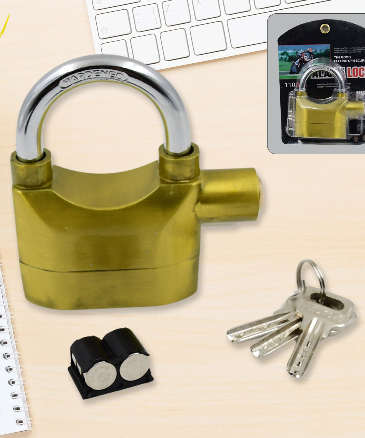 Security Alarm Metallic Lock System with 3 Keys (1 Set / Mix Color)