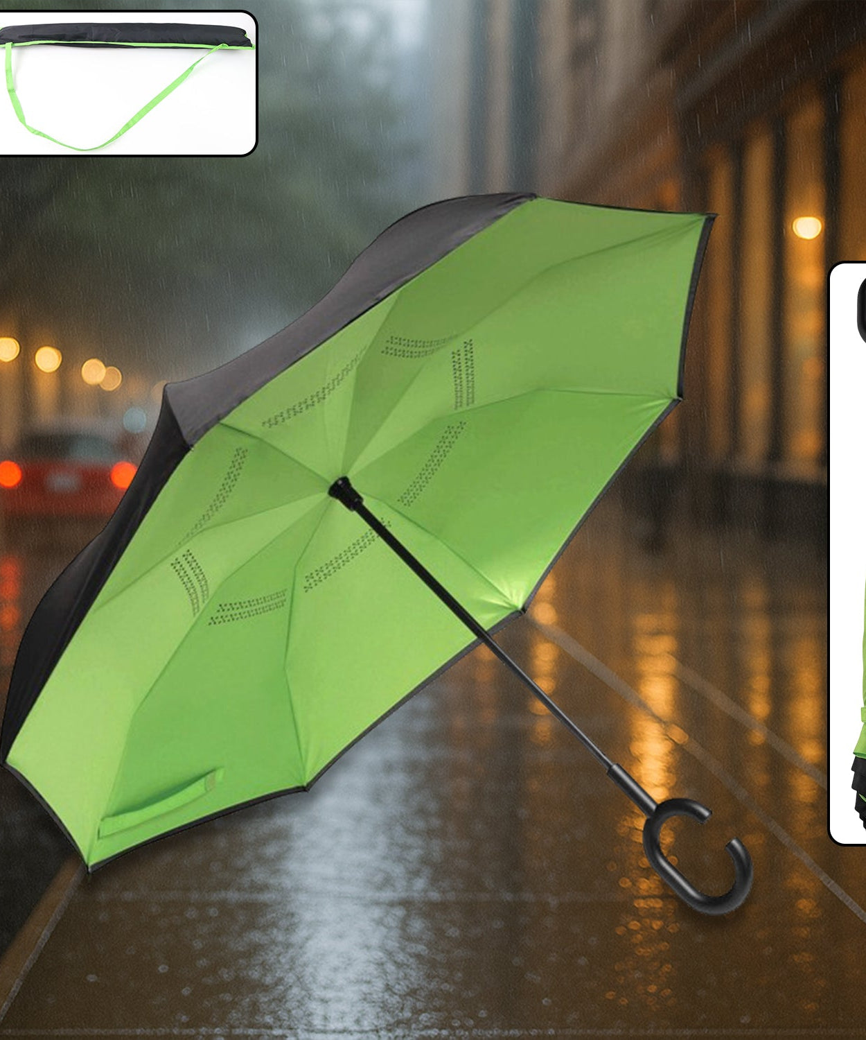 Foldable UV & Rain Umbrella with C-Shaped Handle – Kids (1 Pc / Mix Color)