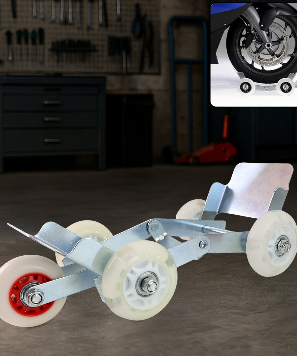 Heavy-Duty Motorcycle Front Wheel Parking Roller Stand 