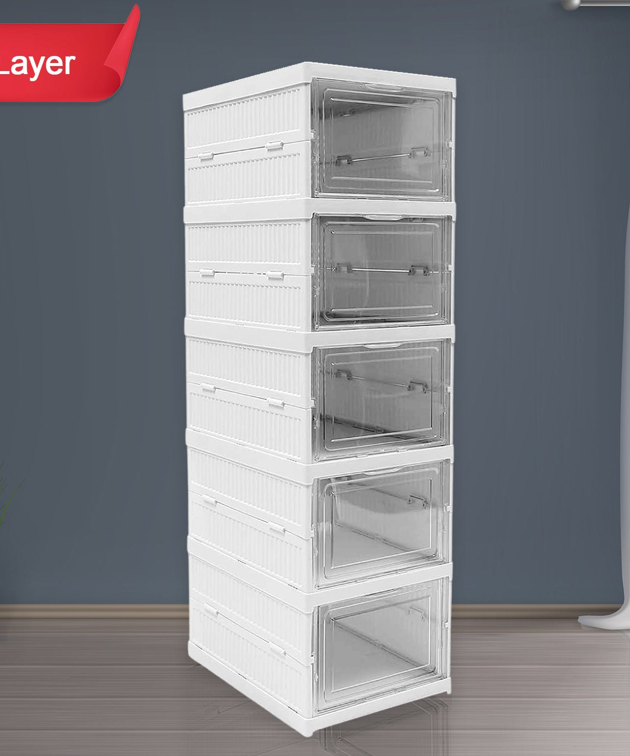 5-Layer Stackable Utility Cart – Foldable Storage Organizer for Clothes & Home (1 Pc)