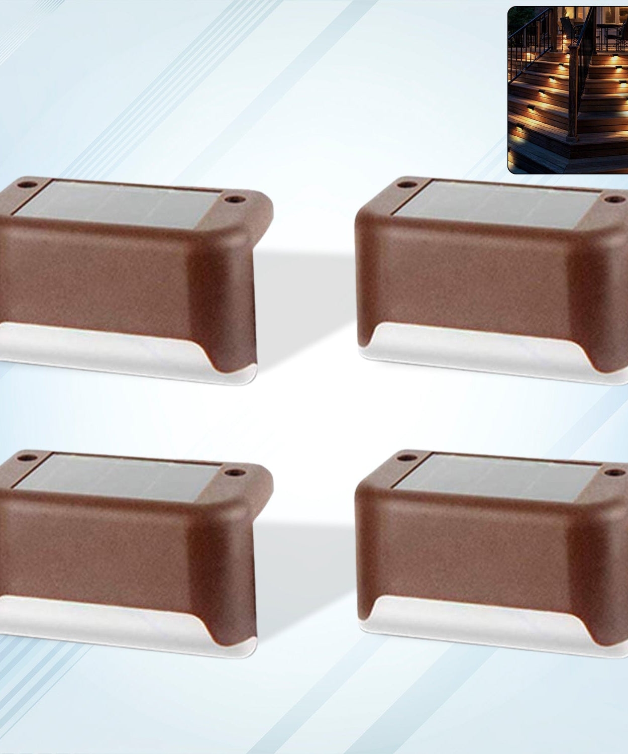 4-Piece Solar Waterproof Garden, Stair & Railing Lights