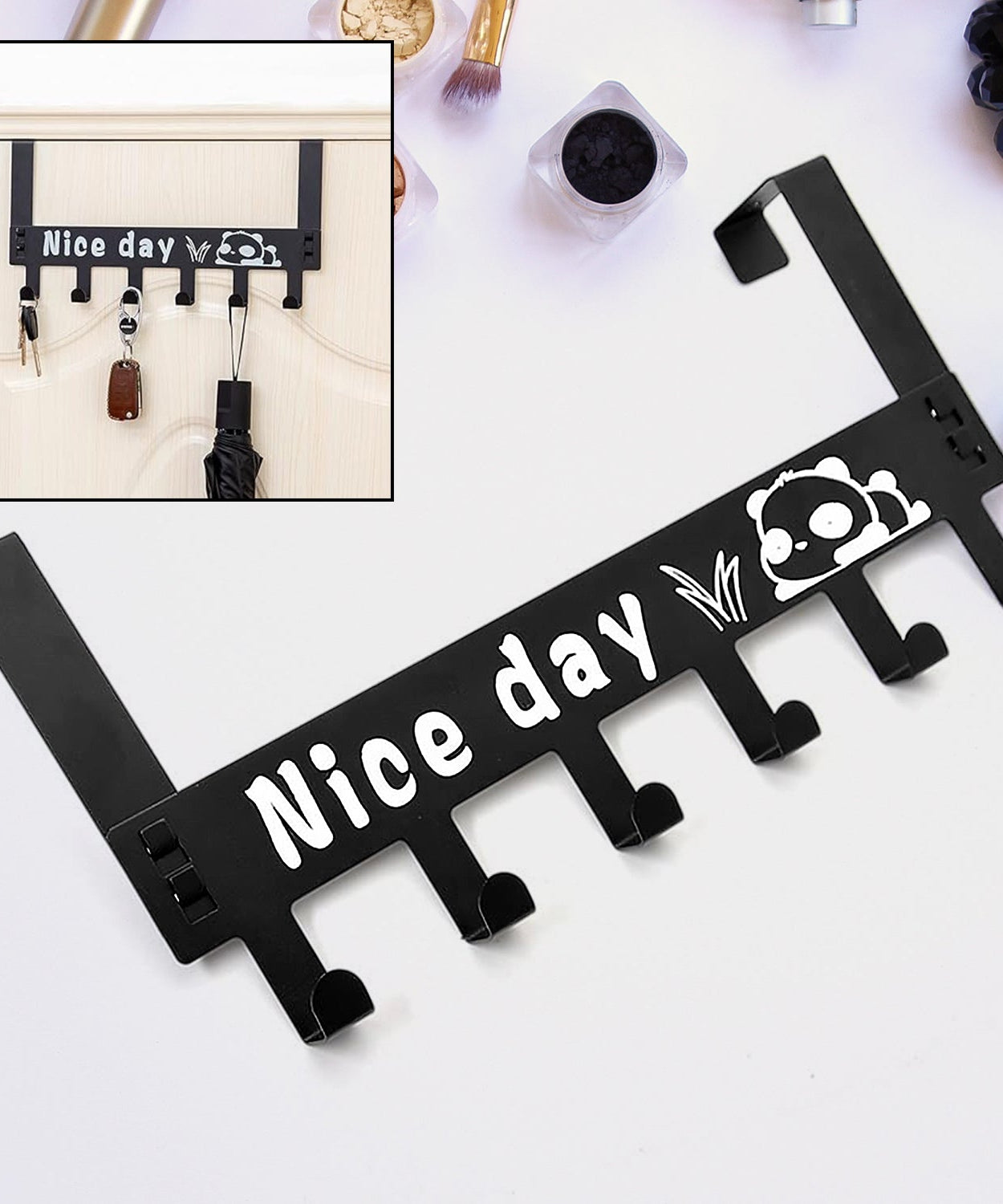 Heavy-Duty Carbon Steel Over Door Hook Rack for Towels & Coats (1 Pc, 6 Hooks)