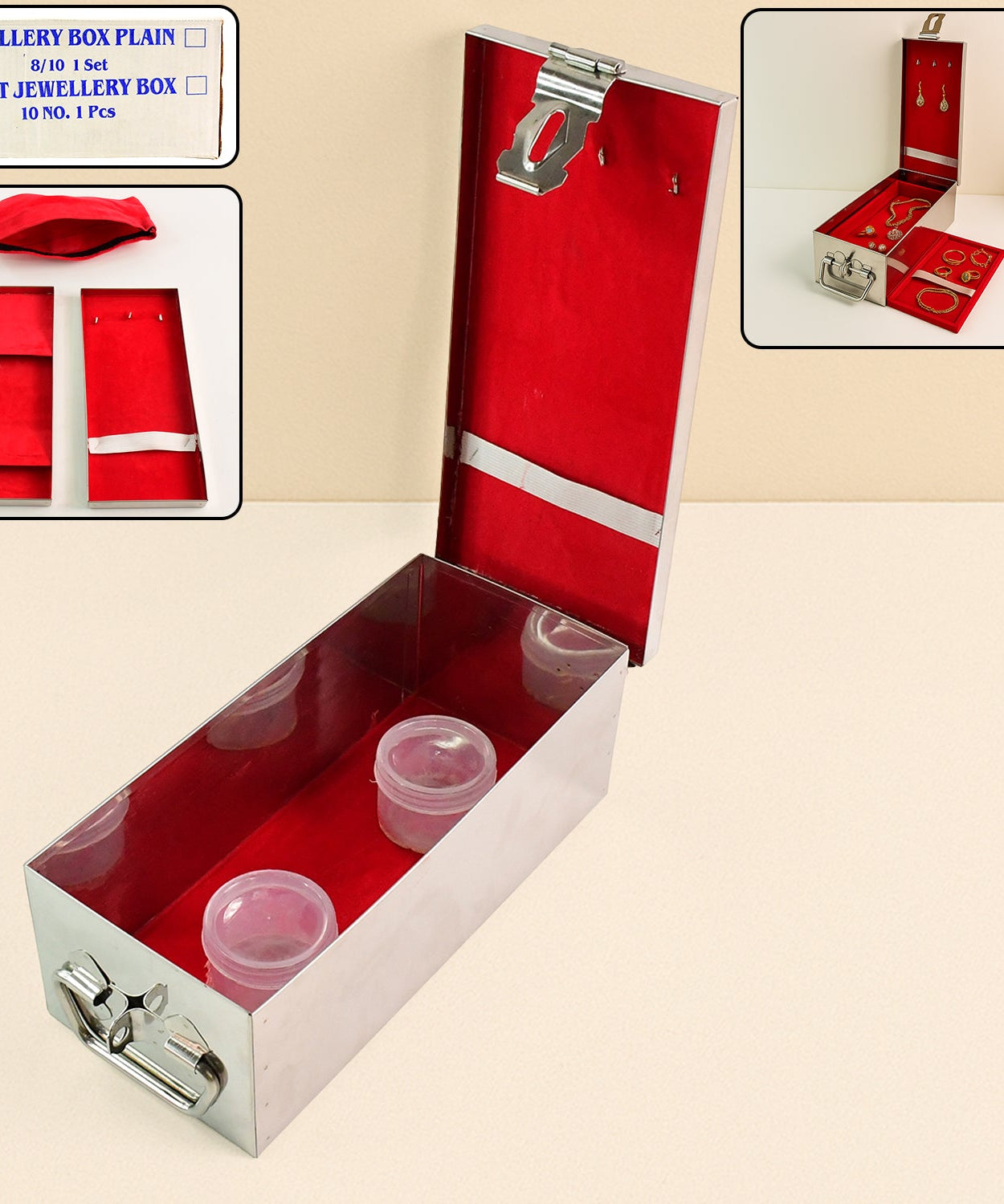 Lustro Box Stainless & Velvet Jewellery Chest