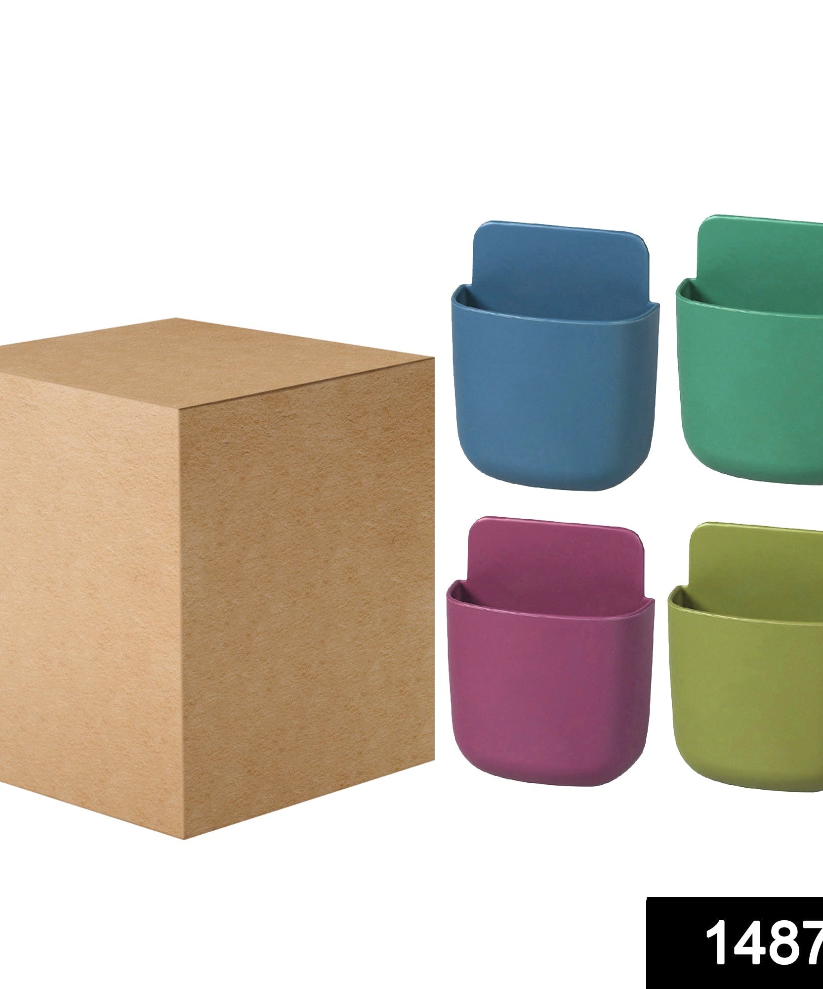 Phone charging holder with wall-mounted storage.