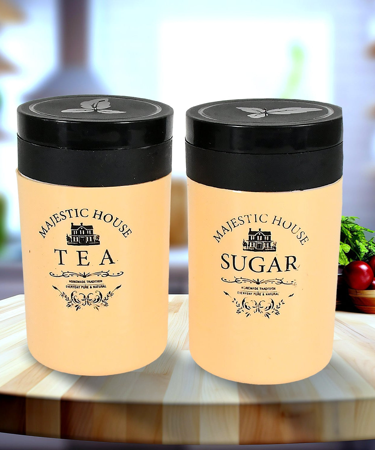 Accurate Seal Tea Sugar Coffee Container, Plastic Damru Shaped Tea, Coffee, Sugar Canisters Jar, New Airtight Food Seal Containers for Salt, Dry Fruit, Grocery 2 Section (800 ML Approx)